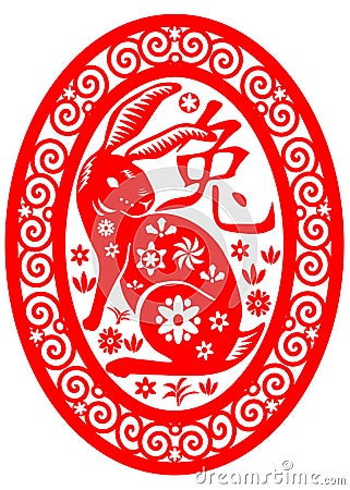 Chinese Zodiac Rabbit Vector Illustration