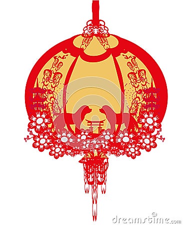 Chinese zodiac the year of Dog - frame Vector Illustration