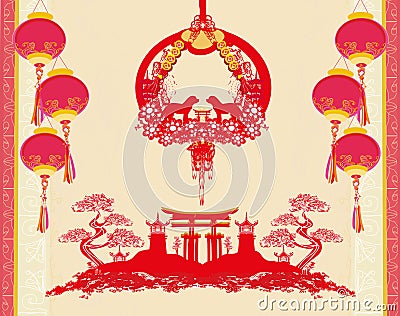 Chinese zodiac the year of Dog Vector Illustration