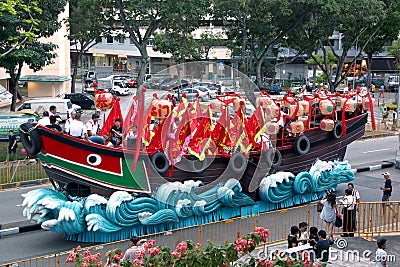 Chingay Floats going to our neighborhood - Serangoon Avenue 3 Editorial Stock Photo