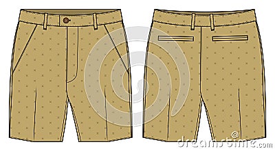 Chino sartorial suit Shorts design flat sketch vector illustration, formal shorts concept with front and back view, printed Vector Illustration