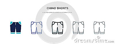 Chino shorts icon in different style vector illustration. two colored and black chino shorts vector icons designed in filled, Vector Illustration