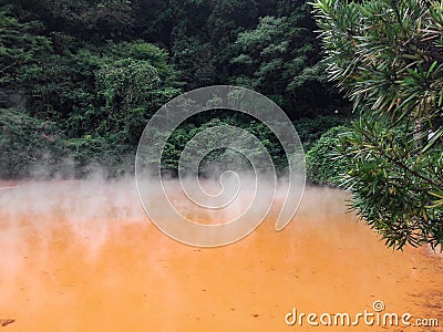 Chinoike Jigoku, the blood pond hell in Beppu Stock Photo