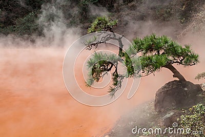 Chinoike-Jigoku Blood Pool Hell is one of eight Beppu hot spring tour Stock Photo