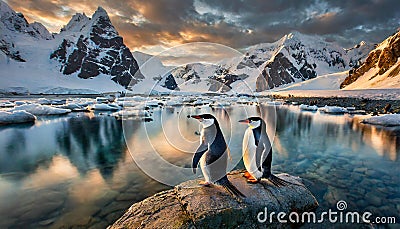 Chinstrap Penguins - South Shetland Islands - Antarctica Stock Photo