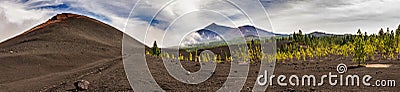 Chinyero, with Mount Teide in the background. Tenerife Stock Photo