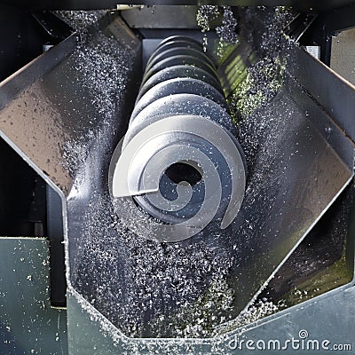 Chip auger and metal turnings Stock Photo