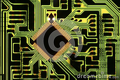 Chip on circuit board Stock Photo