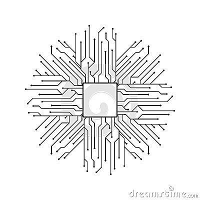 chip, circuit, CPU, new technology realistic icon Stock Photo