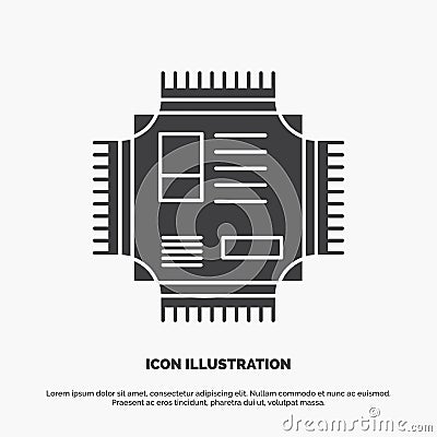 Chip, cpu, microchip, processor, technology Icon. glyph vector gray symbol for UI and UX, website or mobile application Vector Illustration