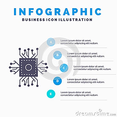 Chip, cpu, microchip, processor, technology Infographics Template for Website and Presentation. GLyph Gray icon with Blue Vector Illustration