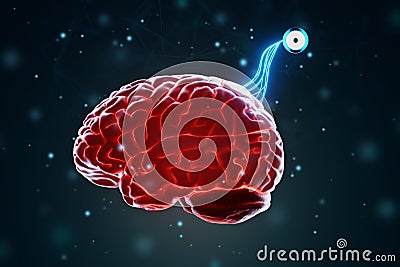 A chip implanted in the brain, neurotechnology, a microprocessor connected electrically to human neurons. Neural networks, Stock Photo