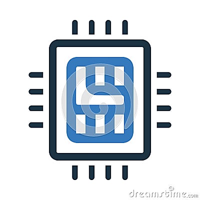 Chip, microchip, processor icon. Simple editable vector illustration Cartoon Illustration