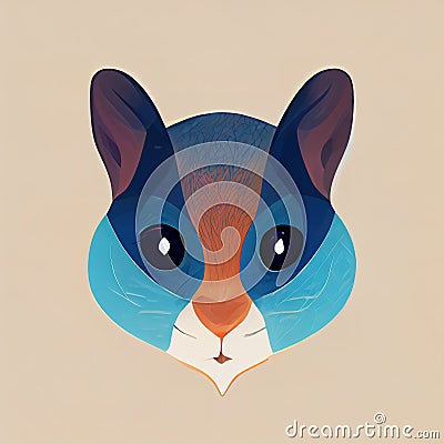 Chipmunk head illustration. Chipmunk muzzle icon. Stylized hamster head. Digital illustration. AI-generated Cartoon Illustration