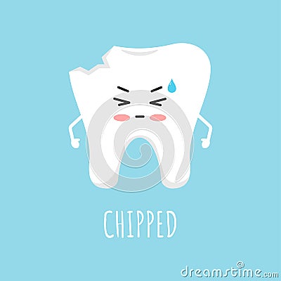 Chipped tooth icon isolated on blue background. Vector Illustration