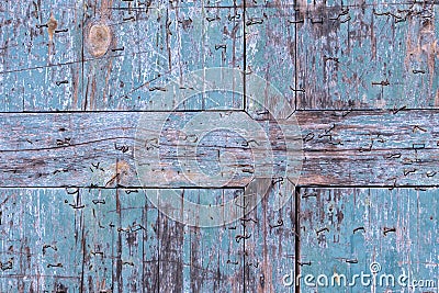 Chipped wooden teal blue plank texture background Stock Photo