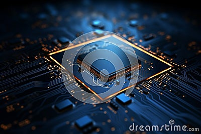Chips allure Abstract circuit board forms a technology inspired backdrop with processor intricacies Stock Photo