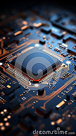 Chips allure Abstract circuit board forms a technology inspired backdrop with processor intricacies Stock Photo
