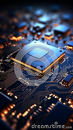Chips allure Abstract circuit board forms a technology inspired backdrop with processor intricacies Stock Photo
