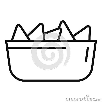 Chips bowl icon outline vector. Fast food snack Stock Photo