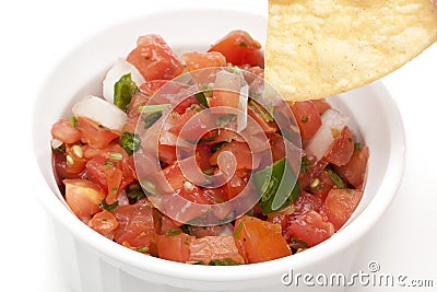 Chips and Fresh salsa in a bowl Stock Photo