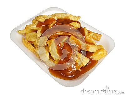 Chips and gravy Stock Photo