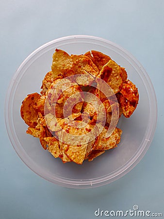 chips melinjo sambal balado Stock Photo