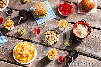 Chips with sauerkraut and burgers. Stock Photo