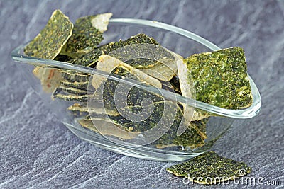 Seaweed rice crisps with algae Stock Photo