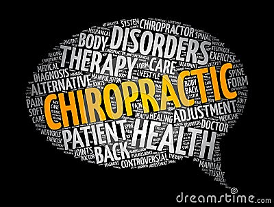 Chiropractic message bubble word cloud collage, concept background Stock Photo