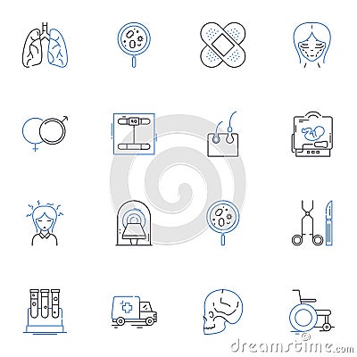 Chiropractic line icons collection. Manipulation, Spine, Adjustment, Wellness, Subluxation, Alignment, Muscles vector Vector Illustration