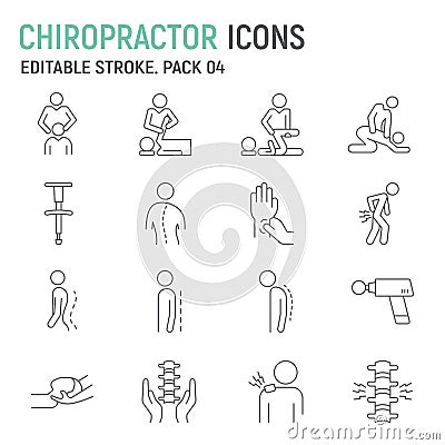 Chiropractor line icon set Vector Illustration