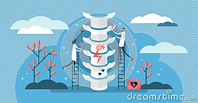 Chiropractor vector illustration. Tiny alternative medicine person concept. Vector Illustration