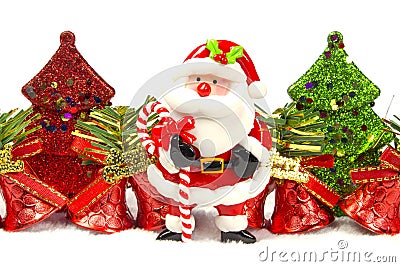 Chirstmas tree, bell, santa claus Stock Photo