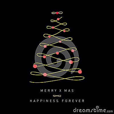 Chirstmas tree illustration Holiday greeting card Vector design Vector Illustration