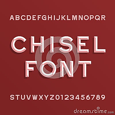 Chisel Alphabet Vector Font. Type letters and numbers. Vector Illustration