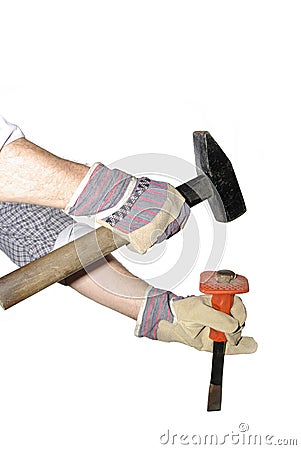 Chisel and hammer Stock Photo