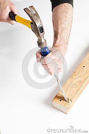 Chisel and hammer Stock Photo