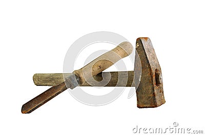 Chisel and hammer Stock Photo