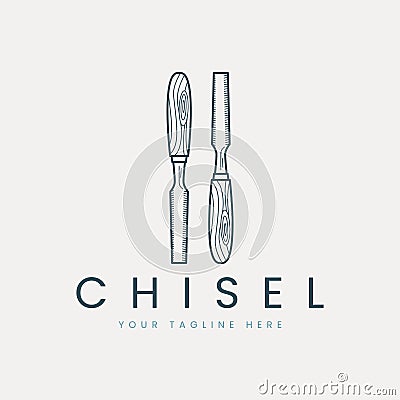 chisel line art vector logo illustration template design Vector Illustration