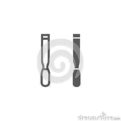 Chisel line and glyph icon, tool and repair, carpenter sign, vector graphics, a linear pattern on a white background. Vector Illustration