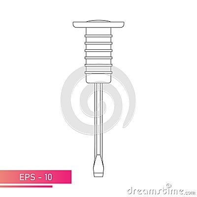 Chisel on metal with a comfortable soft handle. Linear design On a white background. Tools for a locksmith. Flat vector Vector Illustration