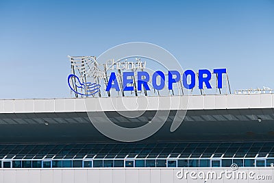Chisinau, Republic of Moldova - 2021: The logo of Chisinau International Airport Editorial Stock Photo