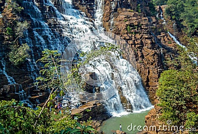 Chitradhara waterfall is one of the greatest attractions of Bastar in Chhattisgarh. Located in a village called Potanar, Stock Photo