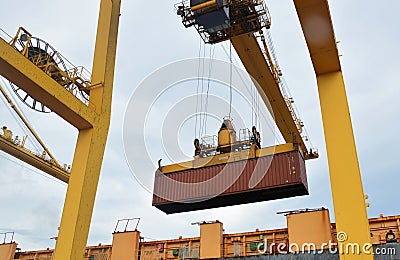 Inside of chittagong port yard and container handling from ship.loading unloading photographs. Stock Photo