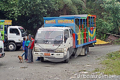 Chiva party bus parked at a park Editorial Stock Photo