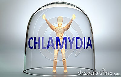 Chlamydia can separate a person from the world and lock in an invisible isolation that limits and restrains - pictured as a human Cartoon Illustration