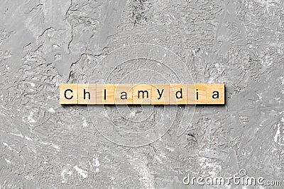 Chlamydia word written on wood block. chlamydia text on table, concept Stock Photo