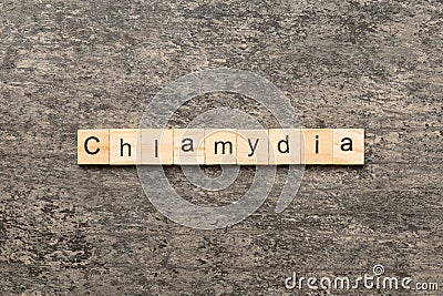 chlamydia word written on wood block. chlamydia text on table, concept Stock Photo
