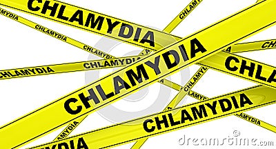 Chlamydia. Yellow warning tapes Stock Photo